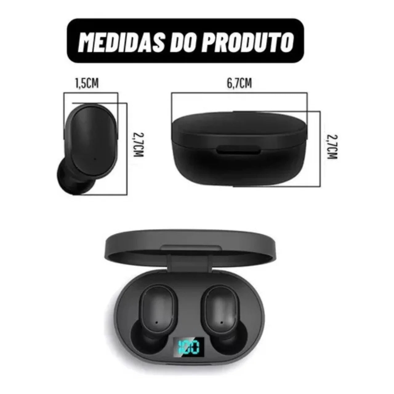 Fone de ouvido Bluetooth Dual Led 5.0 Airdots Air