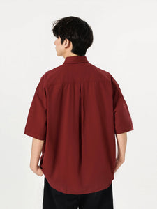 Camisa casual de manga curta Yoke Wine Red Junior