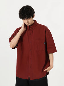 Camisa casual de manga curta Yoke Wine Red Junior