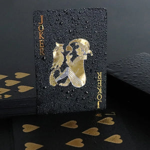 Baralho de cartas preto ouro à prova d'água